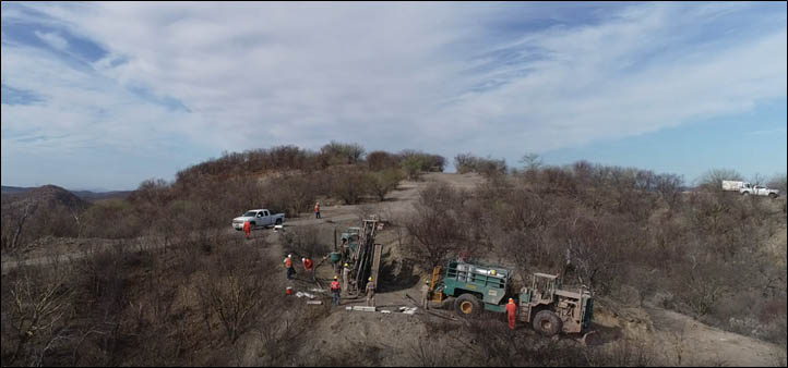 Photo 1. RC Drill Rig Setting up at Pilar