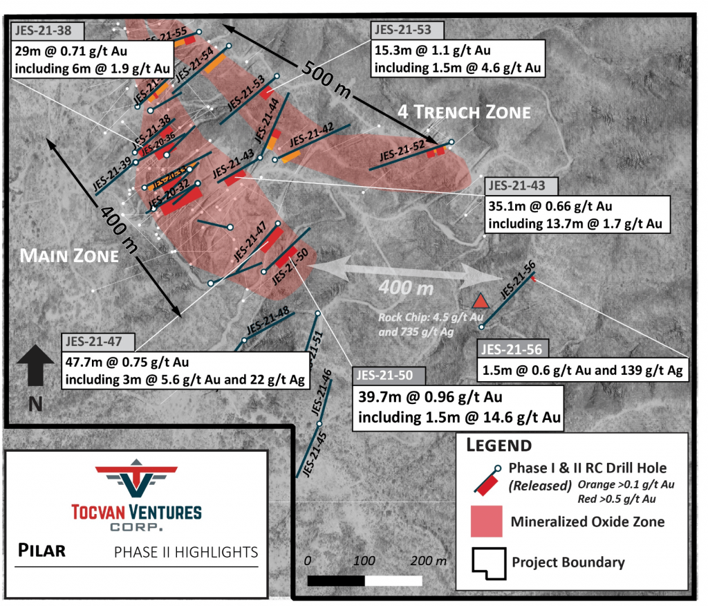 Figure 1. Planview Map of Phase II Drill Program Highlights.