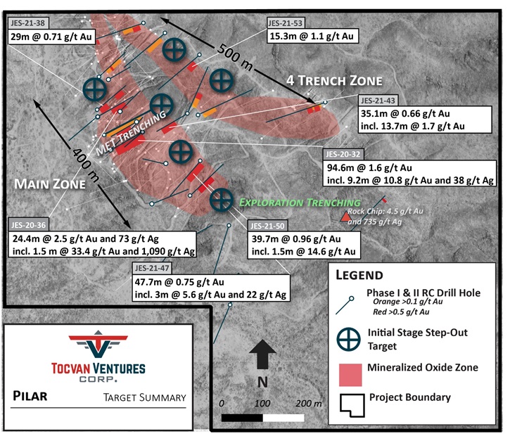 Figure 1. Plan Map of Highlight Drill Holes from 2021 and Key Target Areas for Upcoming Operations